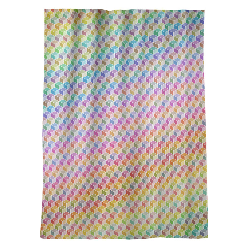 Panneau de rideau simple avec passe-tringle en arc-en-ciel Kitterman, Jaune / Rose