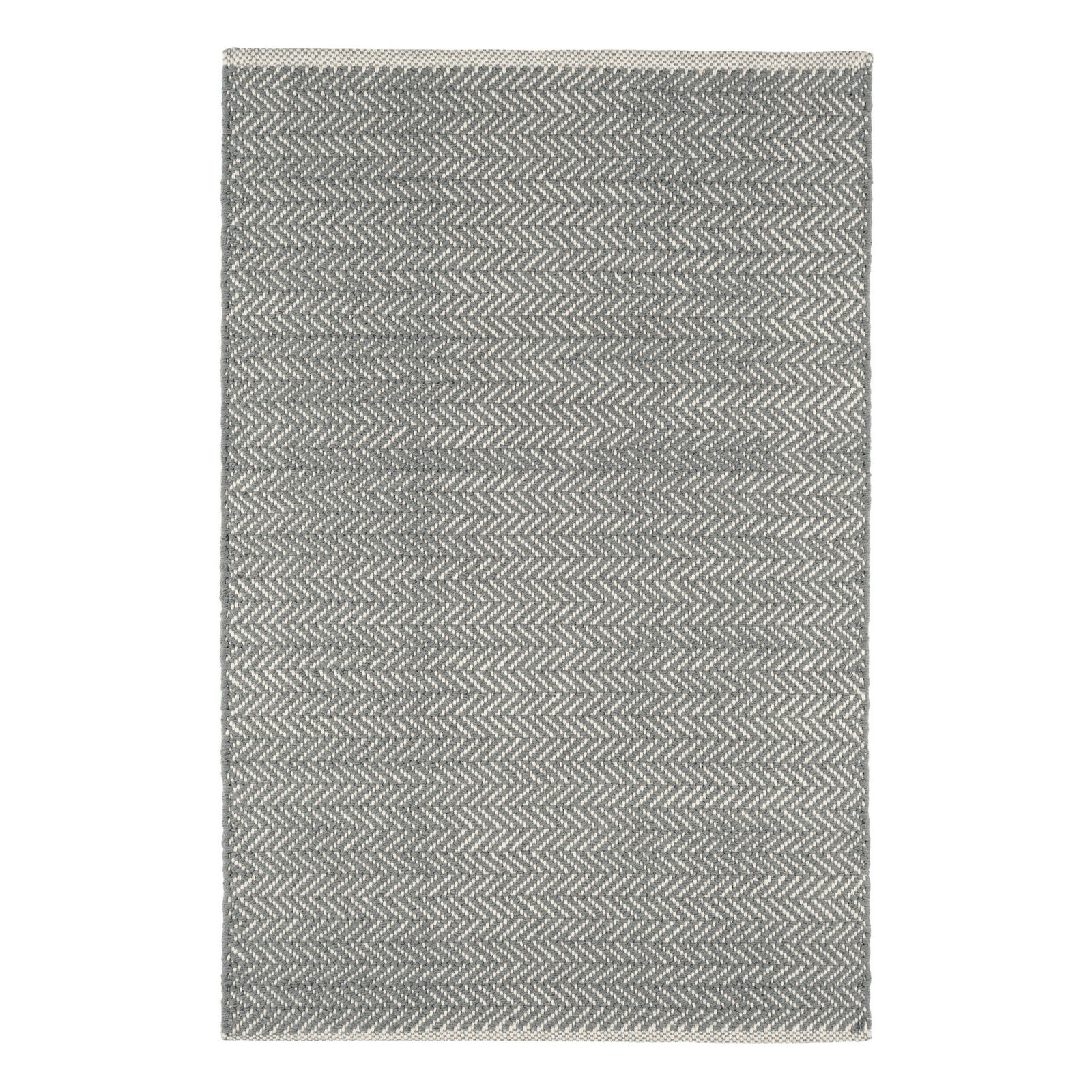 Herringbone Swedish Blue Handwoven Cotton Rug, Rectangle 5' x 8', Slate Gray