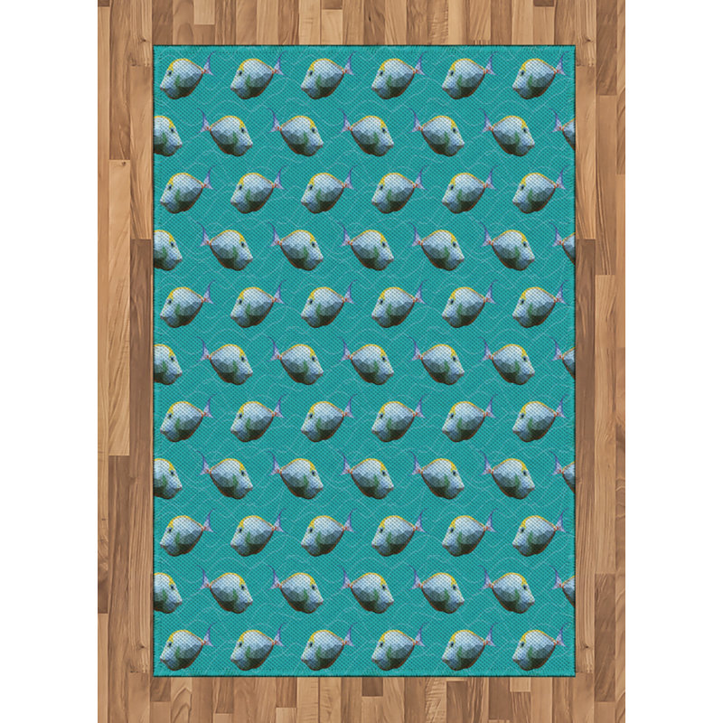 Teal High Density Long Fiber Poly Threads Decorative Area Rug Carpet, Rectangle 4' x 5'8"