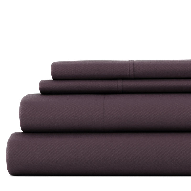 Simply Soft™ Chevron Embossed Bed Sheet Set, Purple, Twin