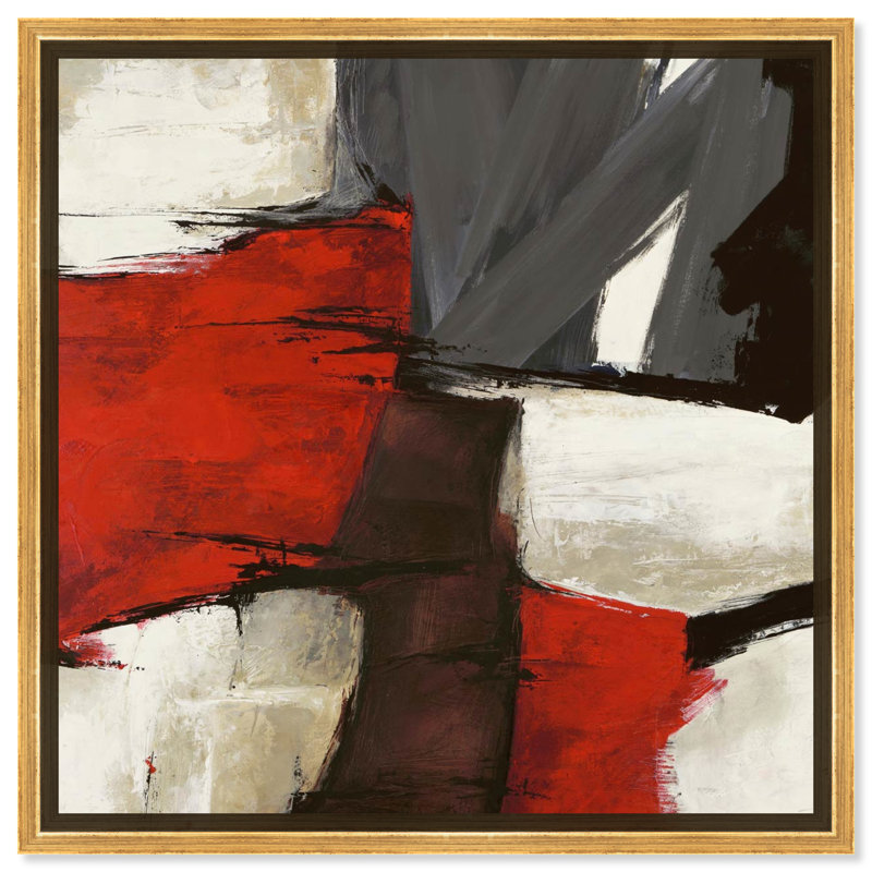 Abstrait Sai - Rubrum - impression sur toile tendue, Toile avec cadre, H 30 po x l 30 po, Doré