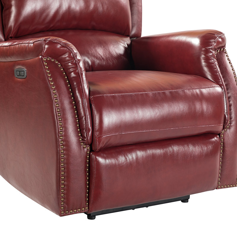 Power Recliner, Burgundy  Genuine Leather