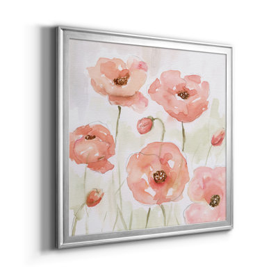 Spring Poppies I - Matted and Framed Under Acrylic Glass, Set of 2, Large Living Room Wall Art