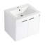Meuble-lavabo de 24 po avec lavabo en résine, 2 portes à fermeture douce, fixation flottante, blanc brillant, charnières de fermeture murales élégantes, conception de fixation,