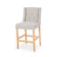 Ensemble de 2 tabourets de comptoir Seliva, tissu gris clair, capitonné, bois brun-121386646