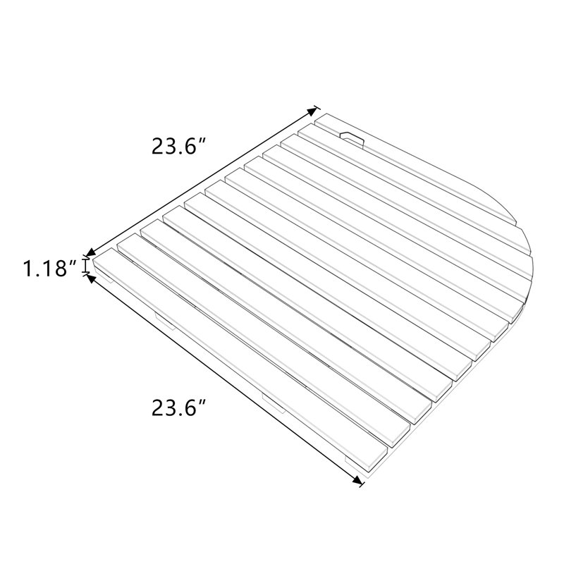 Teak Solid Wood Bathroom Mat, Fan-shaped Anti Slip Mat
