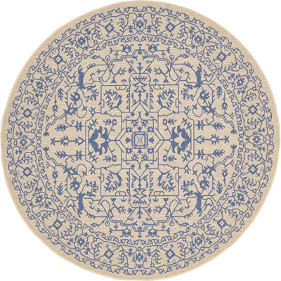 Tapis oriental beige / bleu intérieur / extérieur Ibiza