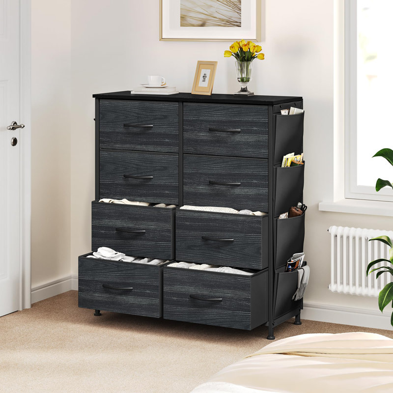 Arnaz 8 - Drawer Chest of Drawers, Black Wood Grain