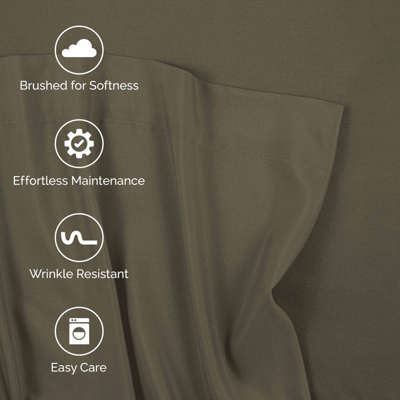 Crosshatch Microfiber, Full Sheet Set with 2 Pillowcases, Olive