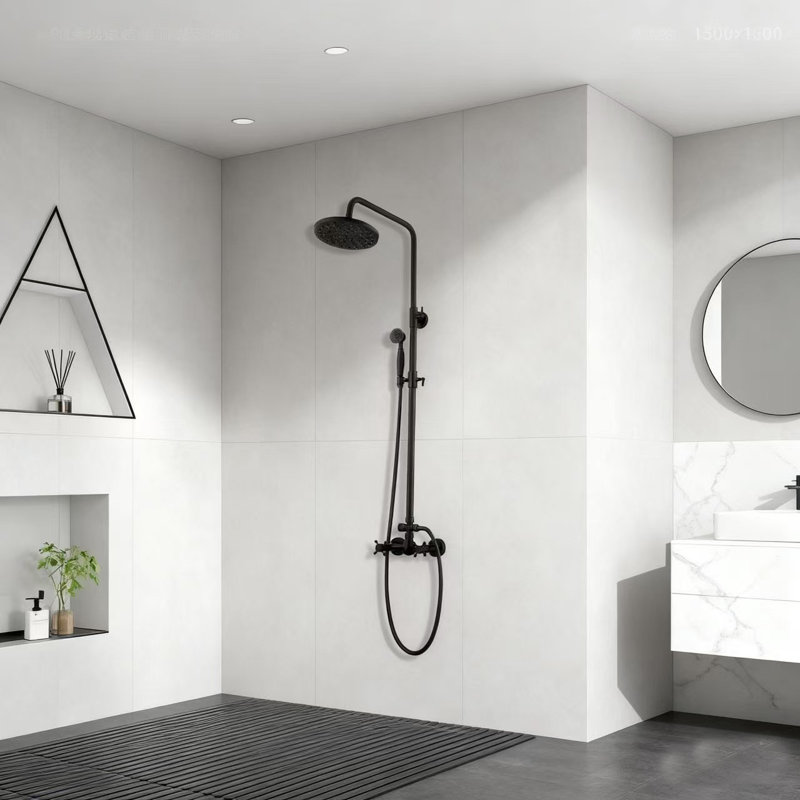 Ensemble de système de douche à pluie 9999-ORB 2 boutons mélangeant une pomme de douche ronde 8 "avec douchette à main