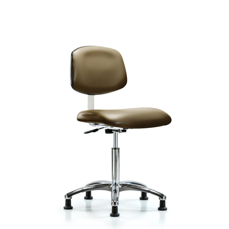 Anglie Vinyl Task Chair, Brown, Glides