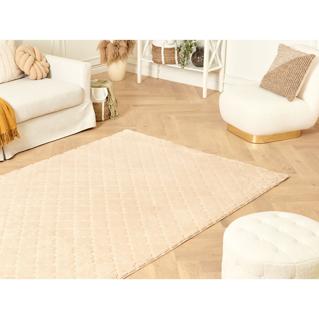 Handgefertigter Teppich Dunnstown in Beige