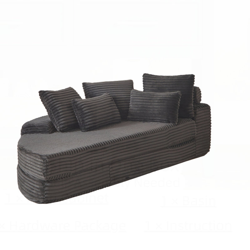 Canapé-lit 2-en-1 Corduroy, Noir