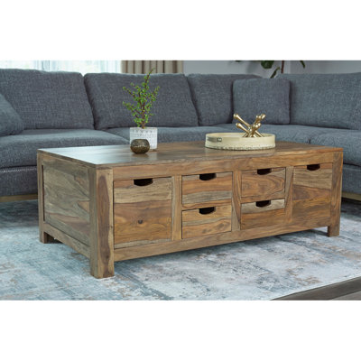 Table basse à 6 tiroirs Salishan Natural Sheesham