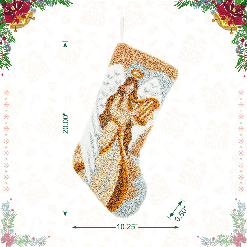 20"L Hooked Angel Christmas Stocking