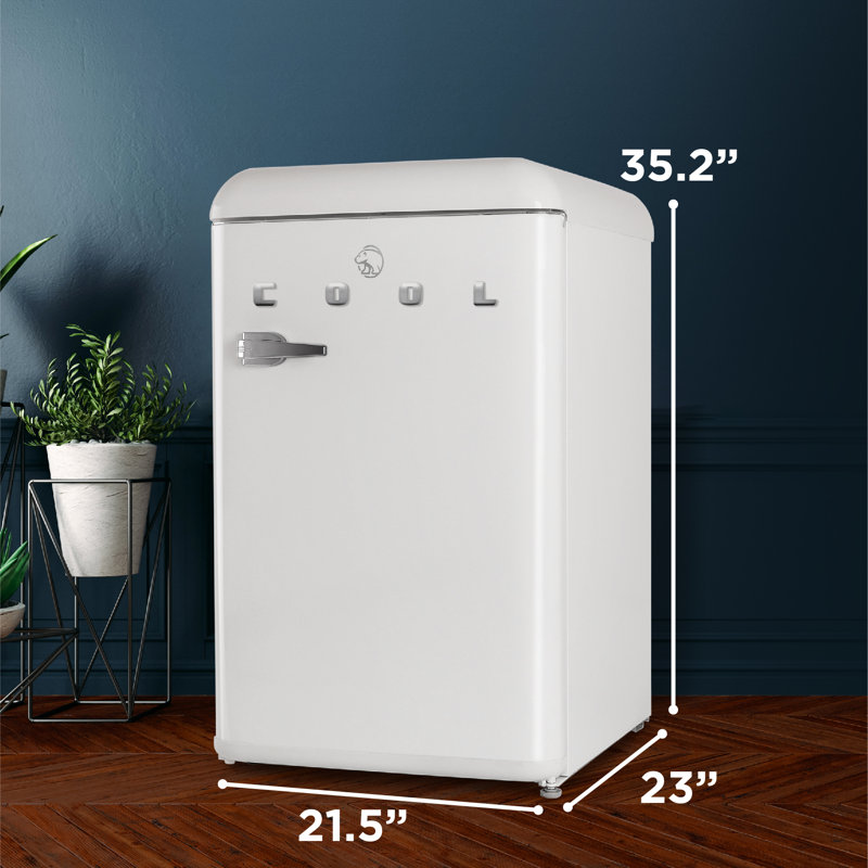 CCRA Series Commercial Cool CCRR4ALB 4.4 Cu. Ft, Vintage Style 2 Slide-Out Glass Shelves Refrigerator, White