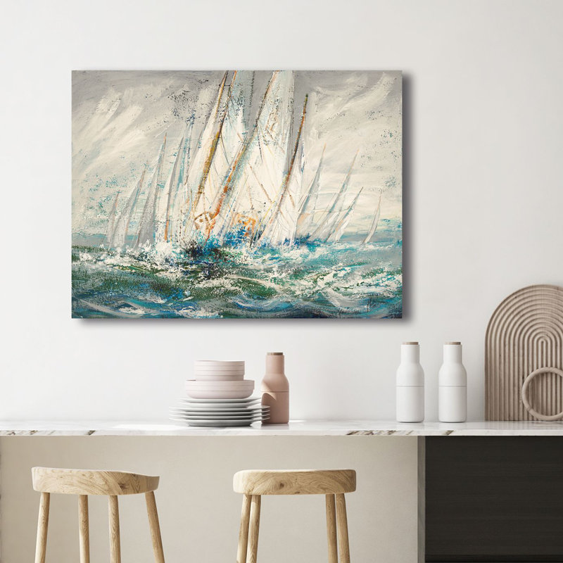 Sailboats Between Water And Wind by Luigi Florio - Wrapped Canvas Painting, 60cm H x 80cm W x 4cm D