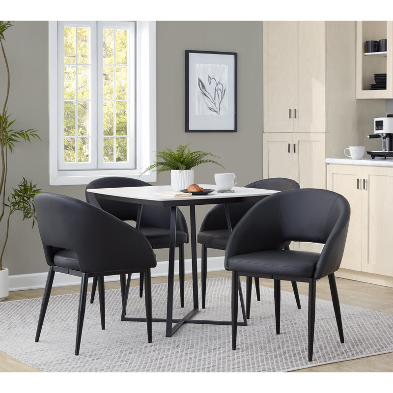 Table de salle à manger Fayette, Blanc, Noir