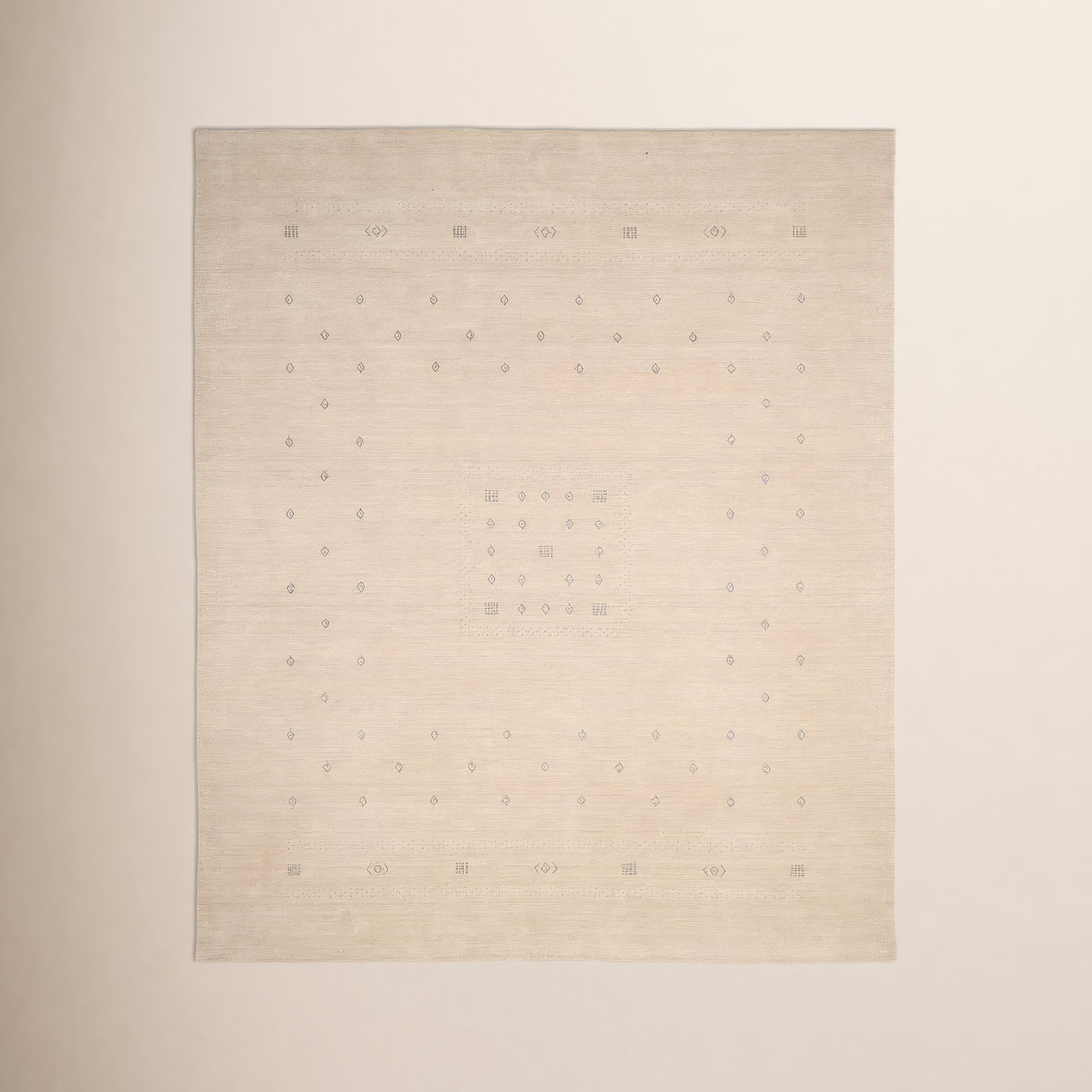 Simi Hand-Woven Geometric Cotton Wool Rug, Beige, Rectangle 8' x 10'