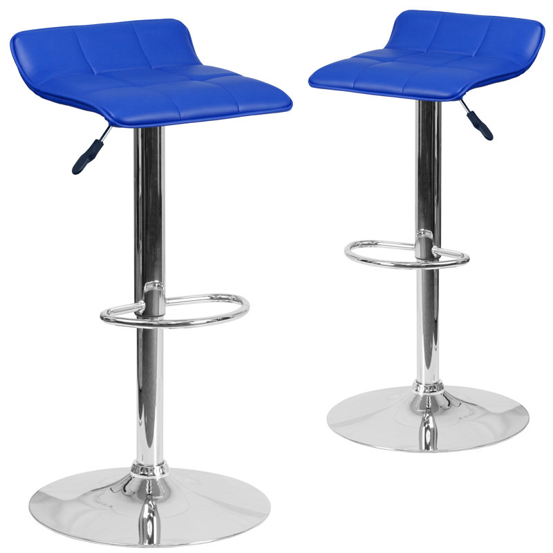 Tabouret de bar en vinyle avec hauteur ajustable Amp, Bleu
