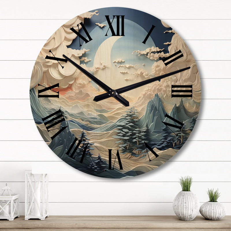 Horloge murale en bois massif Manoish, Grand
