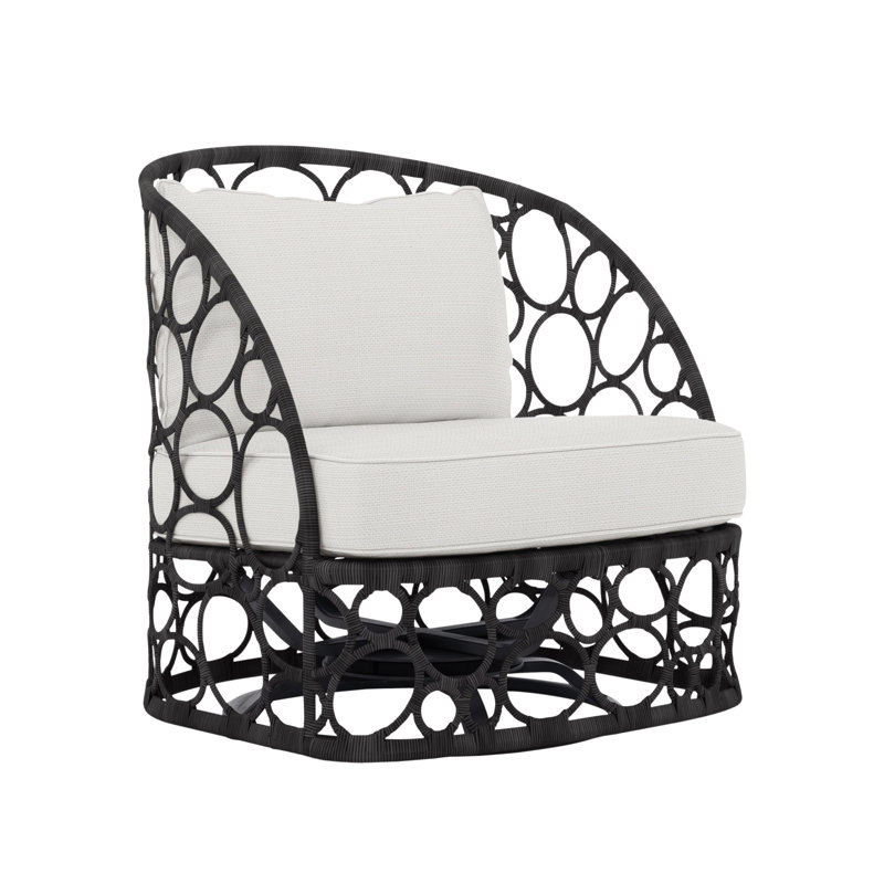 Bali Swivel Patio Chair with Cushions, White Linen 6016-000, Lava
