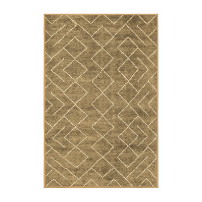 Tapis brun en laine et polyester tissé à la machine Dortley