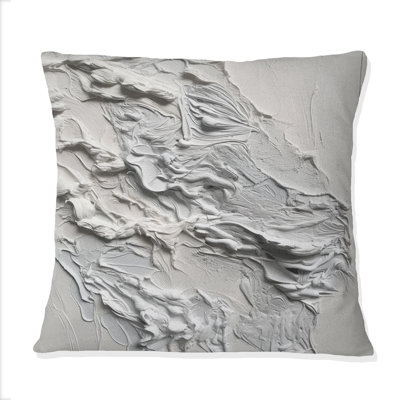 White And Tranquility Unleashed - Abstract Marble Printed Throw Pillow