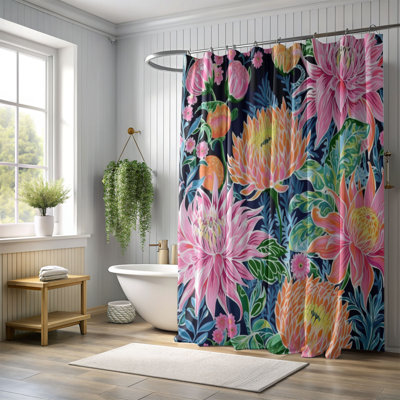 Rideau de douche standard 1 pièce Bold Florals on Dark