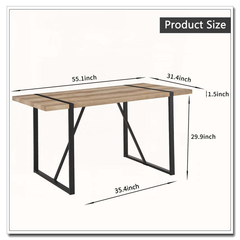 Industrial Rectangular Dining Table, Wood