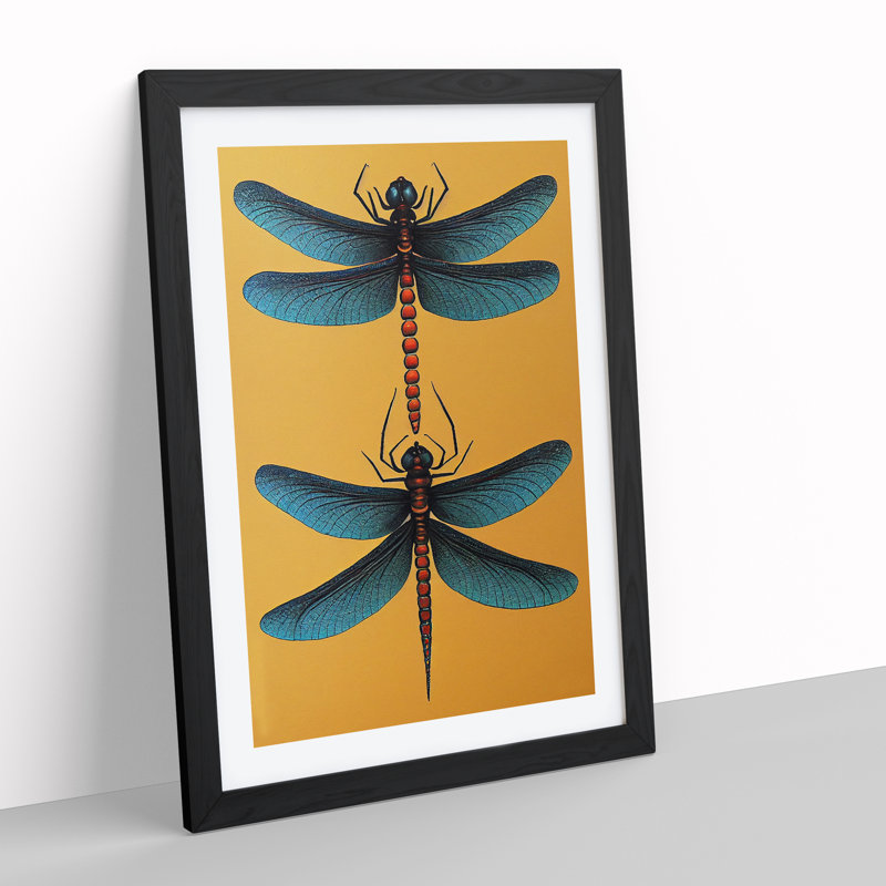 XV1022-5327X Wonderful Dragonflies - Single Picture Frame Print, Black, 64cm H x 46cm W x 2cm D