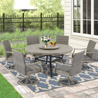 Allure Patio 60" Round Dining Set With Removable Lazy Susan