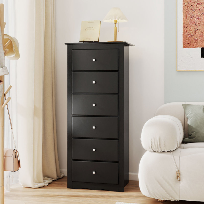 Commode 6 tiroirs, Noir