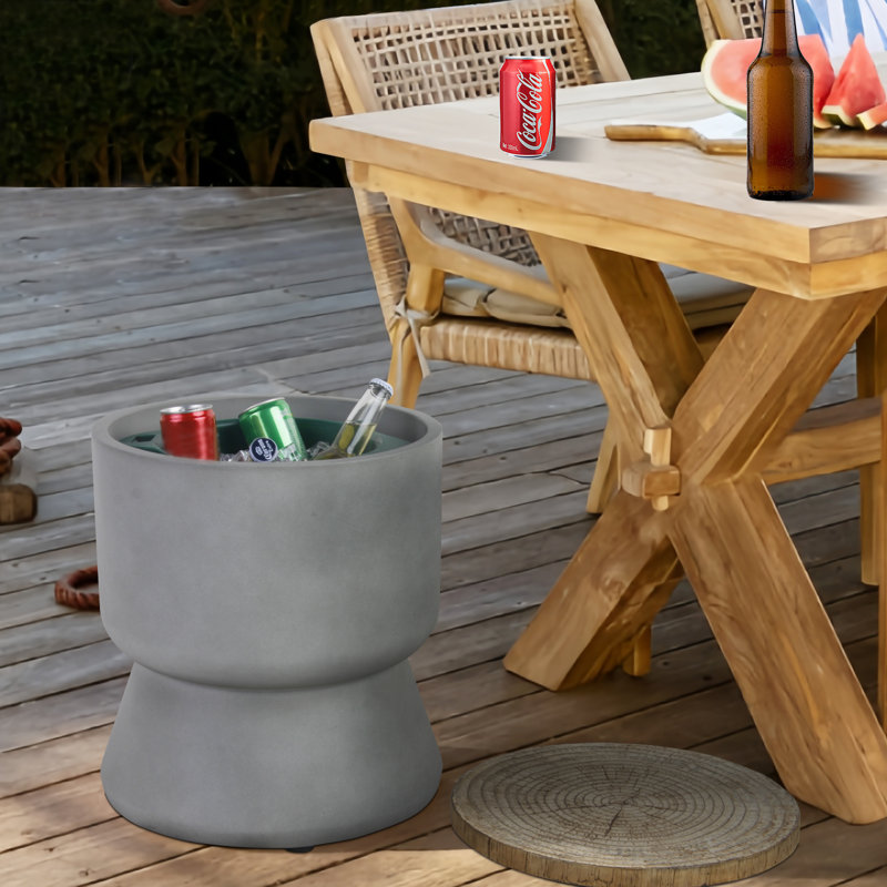 Table de bout, tabouret et seau de rangement l 14,6 po x H 17 po
