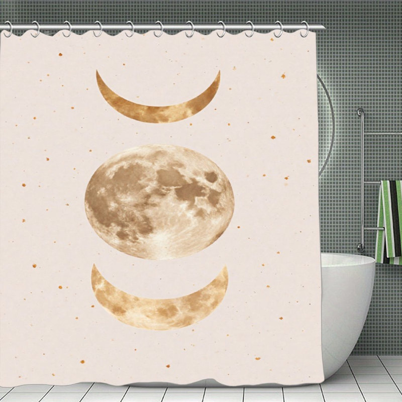 Rideaux de douche Golden Moon Phases pour salle de bain, 71 × 71
