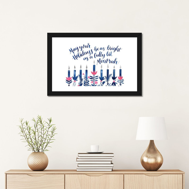 Boho Hanukkah Collection A par Grace Popp - impression d'art graphique, Blanc, H 16 po x l 24 po x P 1 po