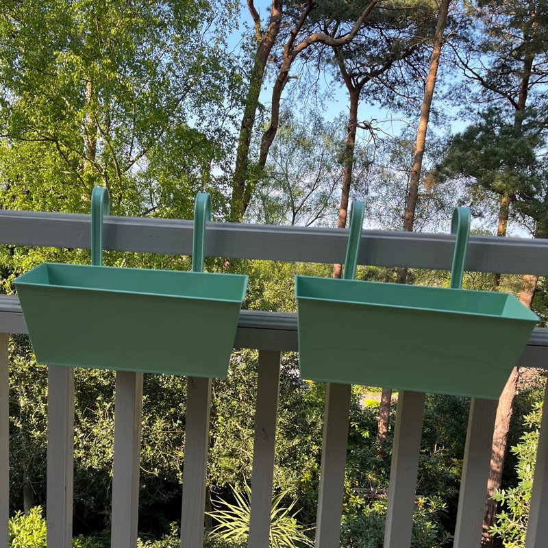Andropolis Metal Railing Planter, Green