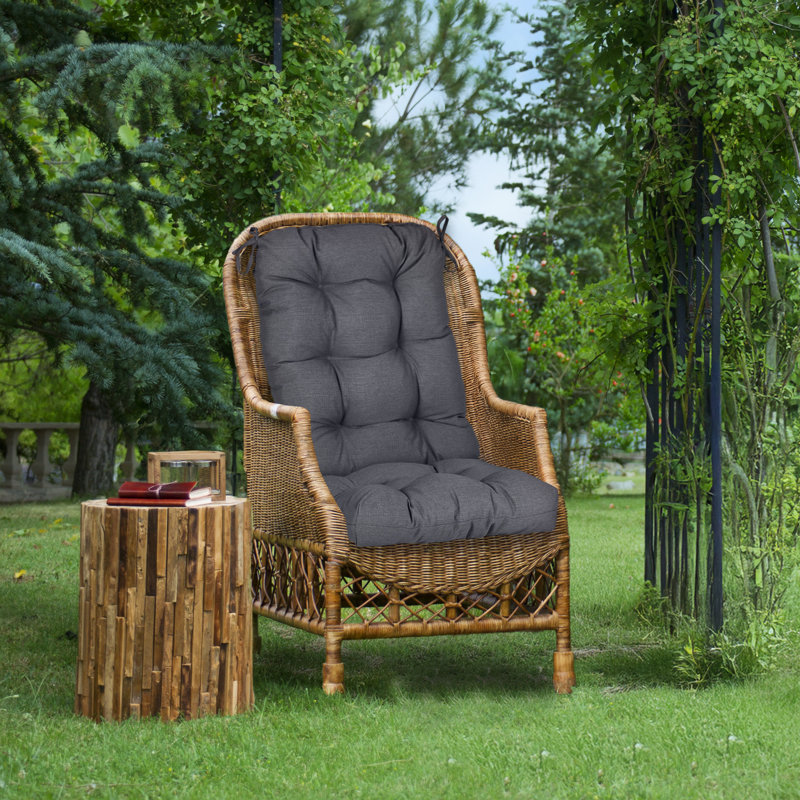  Aoodor Outdoor Tufted Back Cushions Patio Replacement Chair Cushion, Dark Gray
