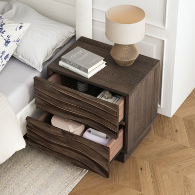 Tables de chevet en bois massif, table de chevet avec 2 tiroirs