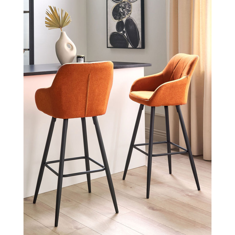 Subramanya Upholstered Counter Stool with Metal Frame, Orange