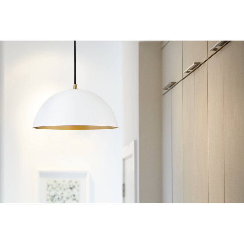 Luminaire suspendu conique à 1 lumière Carsley, Blanc mat