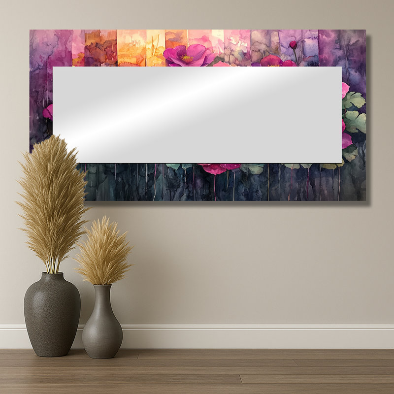 Lavande Echeveria In A Mystic Succulent Forest - Miroir mural décoratif floral - imprimé sur métal, 28 po x 55 po