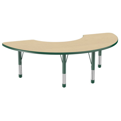 36" x 72" Half Moon T-Mold Activity Table with Adjustable Legs