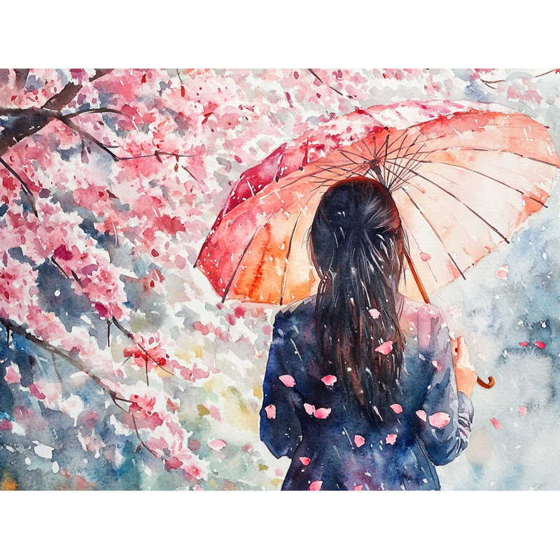 Cherry Blossom Rainfall Wrapped Canvas Wall Art