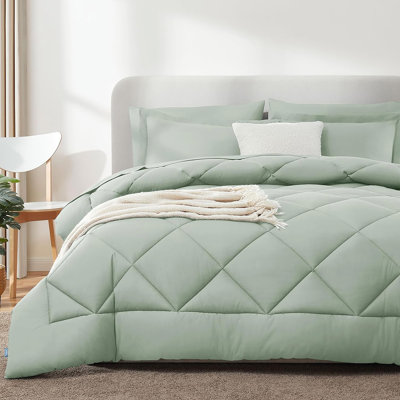 Ensemble d'édredon 7 pièces, microfibre, lit toutes saisons dans un sac - bleu marine, grand