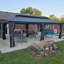 Pavillon de jardin permanent en aluminium 12 pi x 24 pi avec toit double en acier galvanisé pour terrasse et jardin, rideaux et filet inclus, gris-95418143