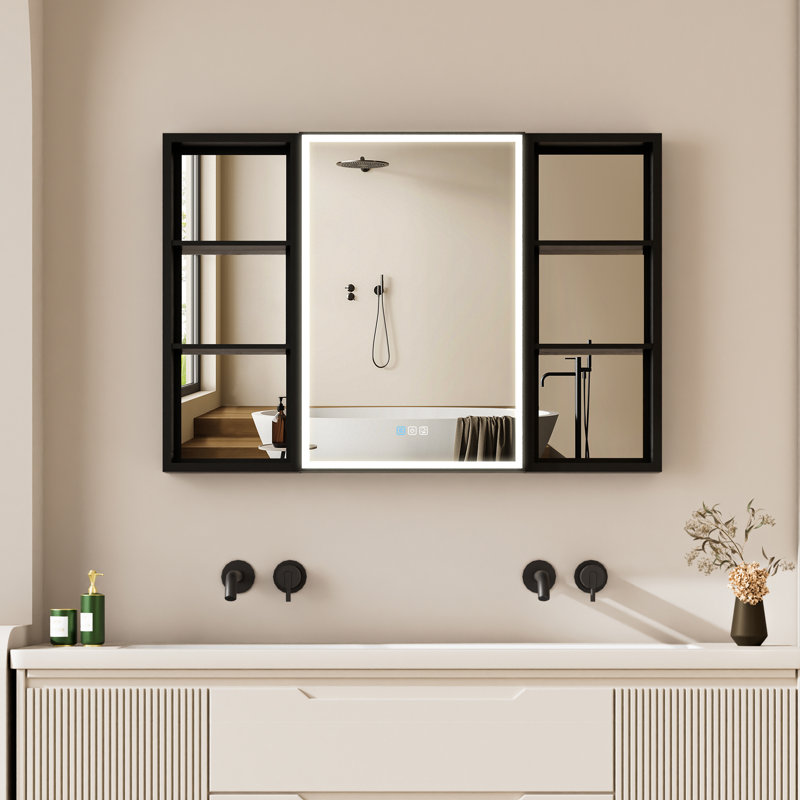 Armoire murale à miroir encastrée ou à fixation murale en surface 30 po Jasamine, H 30 po x l 44 po x P 4,63 po, Droite