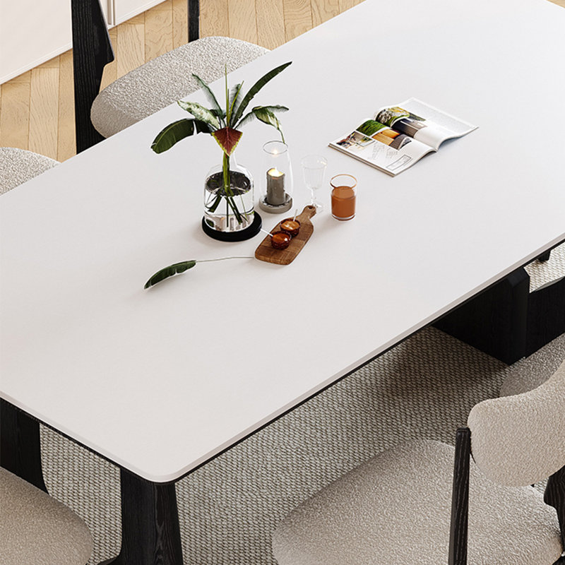 Table de salle à manger blanche en pierre frittée, H 29,53 po x l 31,5 po x L 70,87 po