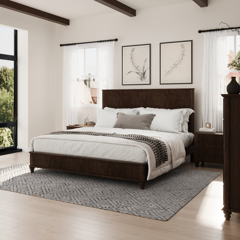 Solid Wood Bed Frame, Walnut, King
