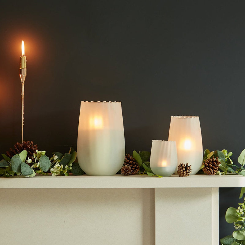Danterius Glass Tabletop Tealight Holder, 14.50cm H x 14.50cm W x 21.50cm D, Frosted